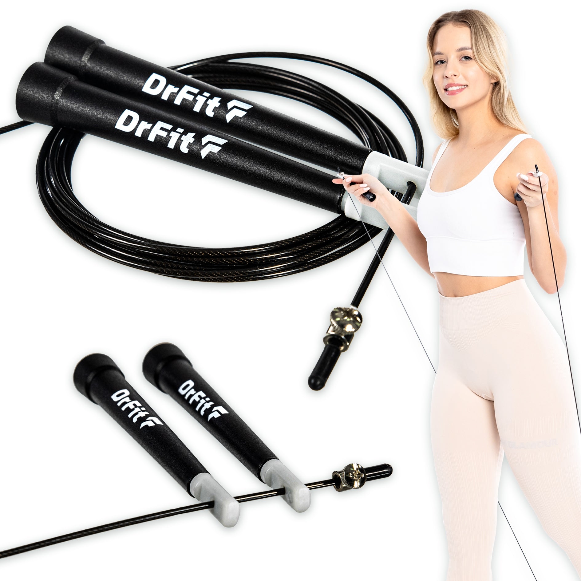 Cardio Boxing Jump Rope with Bearings Adjustable Steel Rope Durable