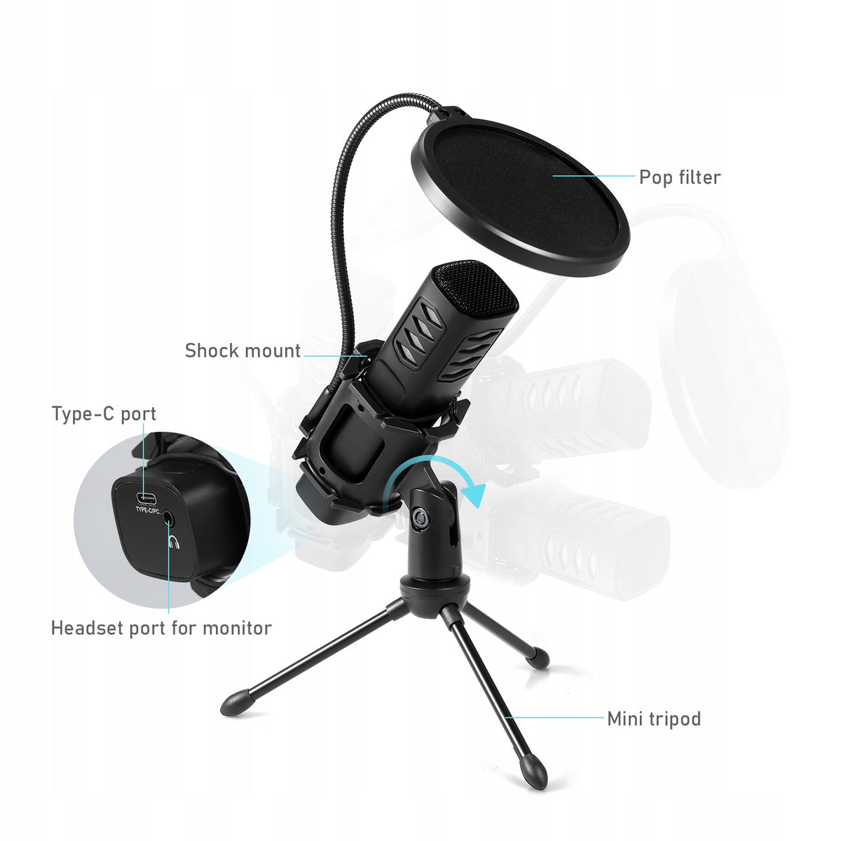 Cardio Microphone USB MIC Cardioid with Tripod Stand Pop 3I Manufacturer code AG250926008897