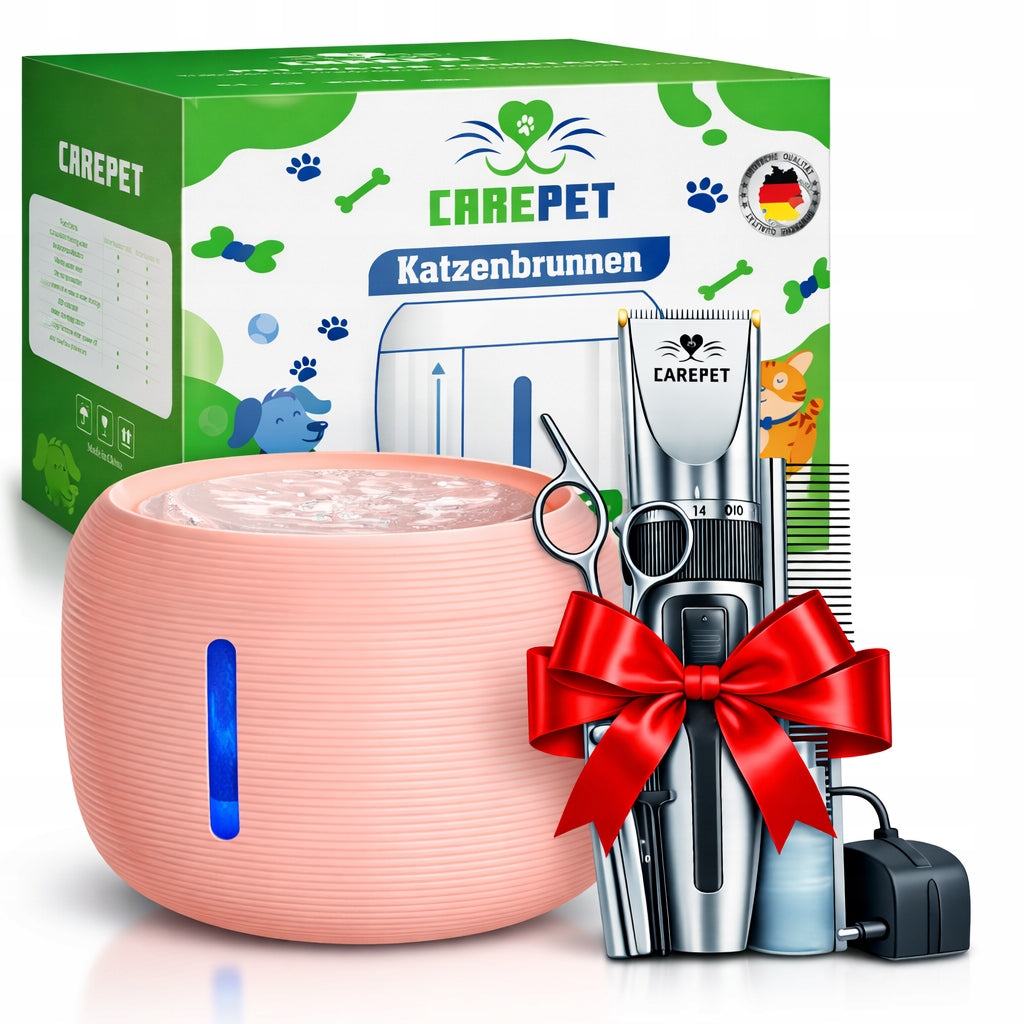 CarePet 2.5L Pet Fountain – LED, BPA-Free Water Dispenser + Trimmer