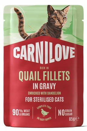 Carnilove pouch gravy wet cat food quail 85g steril