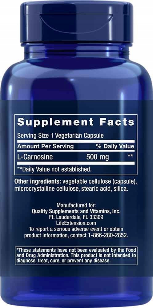 Carnosine Life Extension antioxidant cell health 60 capsules EAN (GTIN) 737870182962