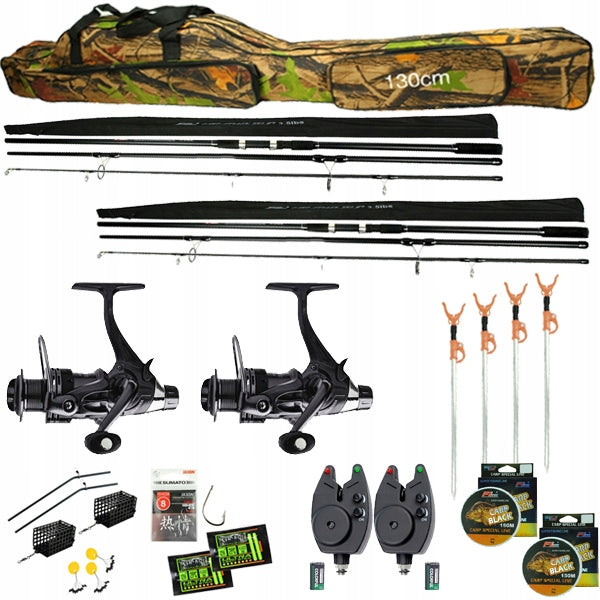 Carp Fishing Set 2x Carp Fishing Rod 2x Reel 2x Z59 Beacon