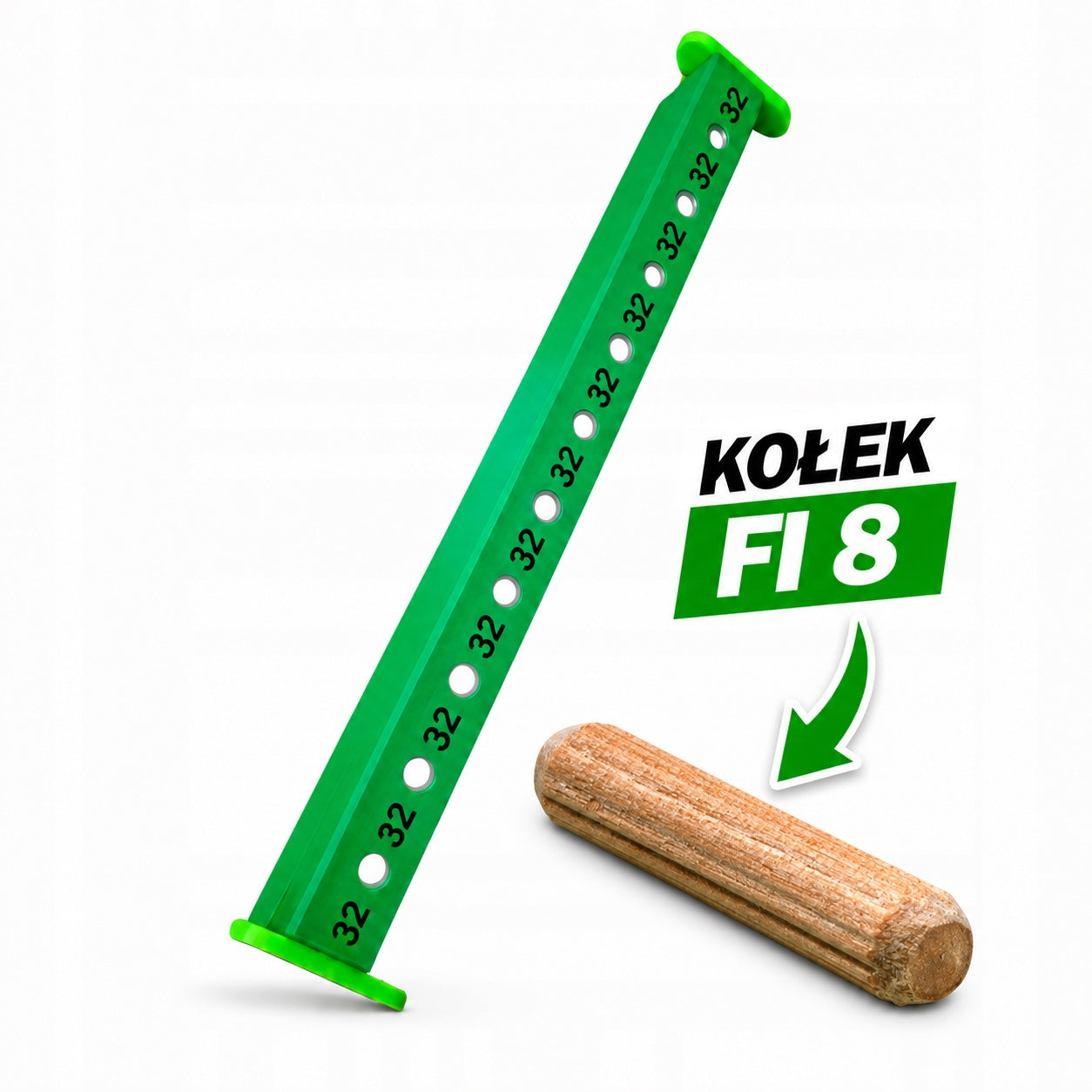 Carpentry fitting template for studs fi 8 System 32 plate 18mm 320mm Packaging status original