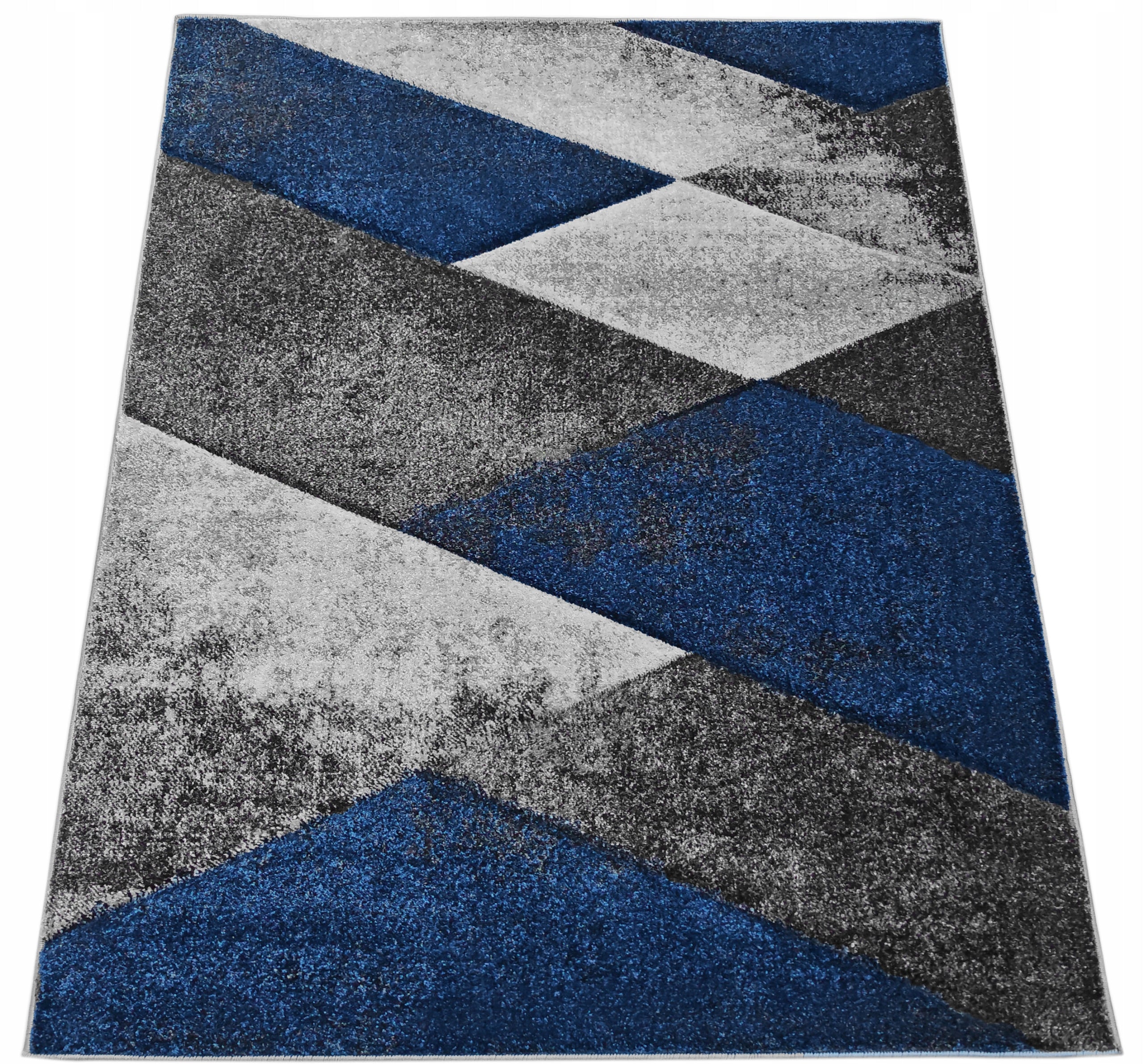 Carpet 100x150 GREY NAVY BLUE MODERN GEOMETRIC FOR LIVING ROOM