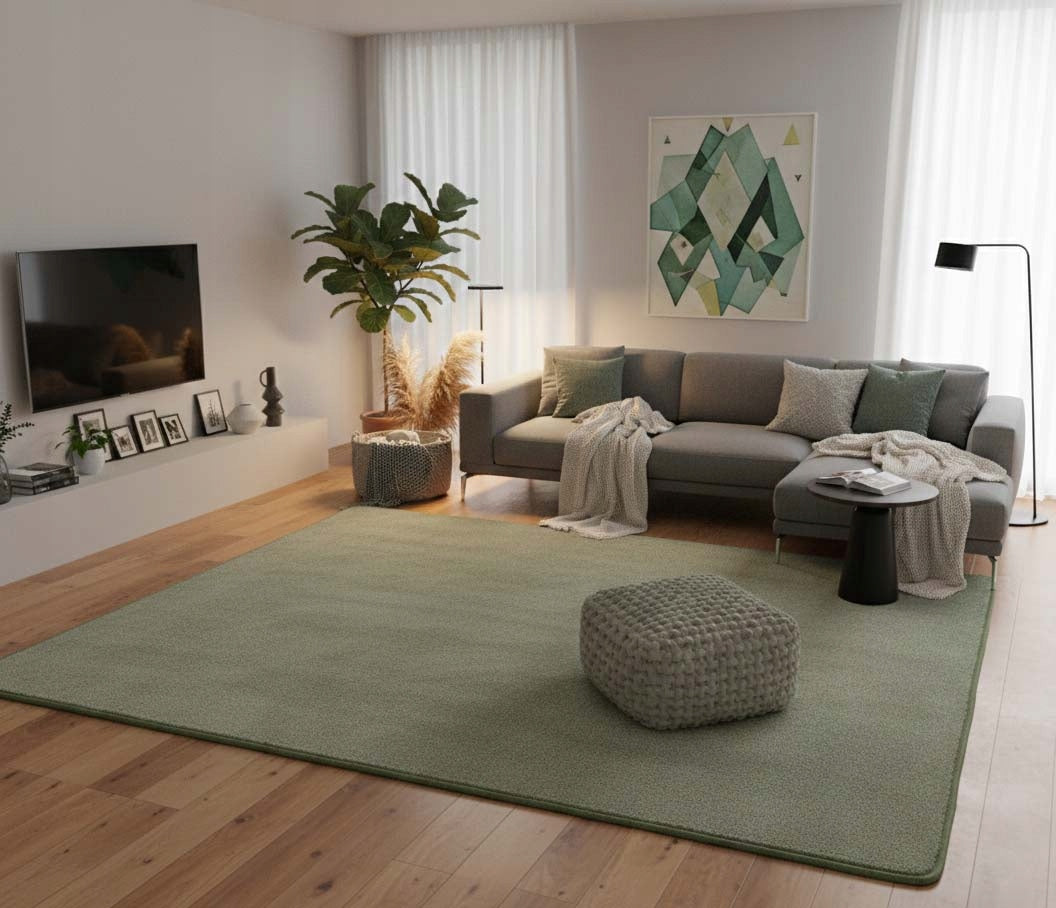 Carpet 100x150 Soft Plush in "Fashionable shade - Sage Green" Length 150 cm