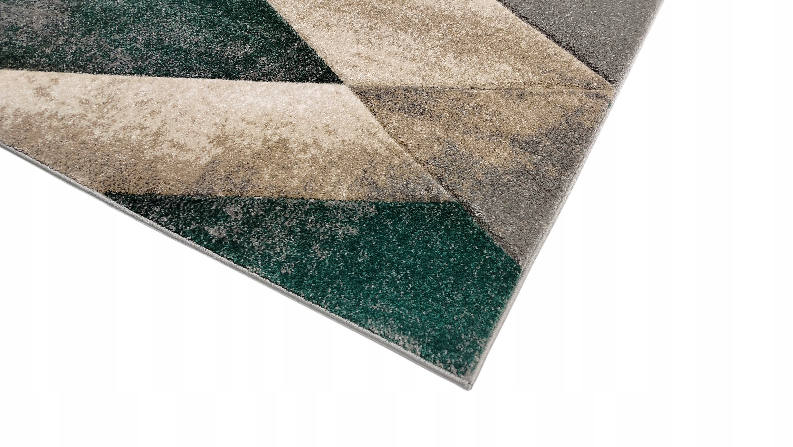 Carpet 120x170 GREY BEIGE BOTTLE GREEN MODERN GEOMETRIC LIVING ROOM Length 180 cm