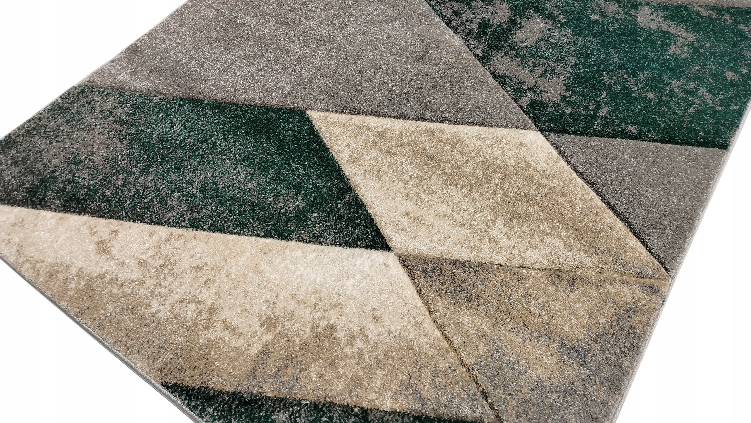 Carpet 120x170 GREY BEIGE BOTTLE GREEN MODERN GEOMETRIC LIVING ROOM Product width 120 cm