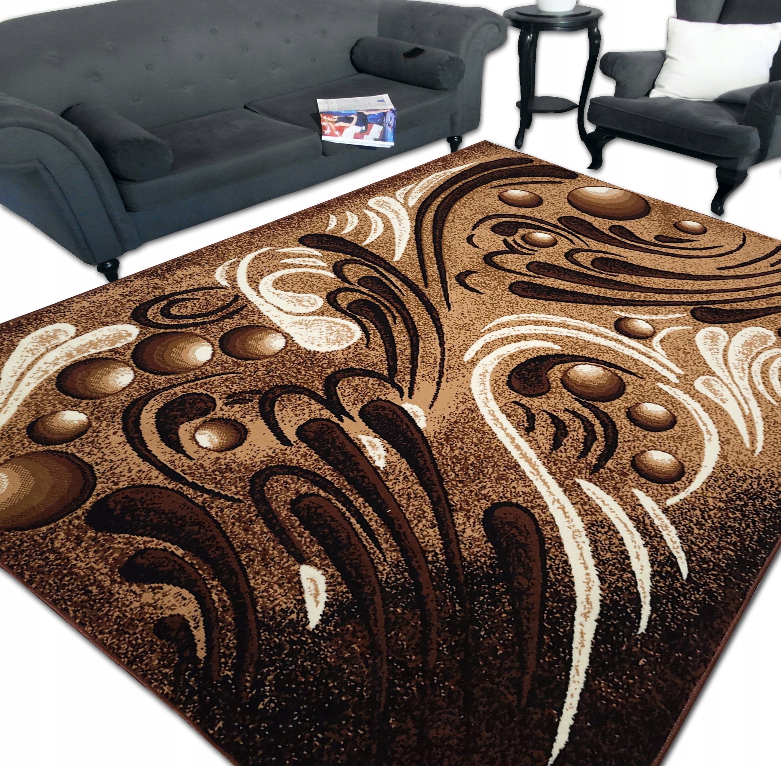 Carpet 150x300 Modern Woven Alfa bcf Shiraz - patterns Bronze Bordo grey