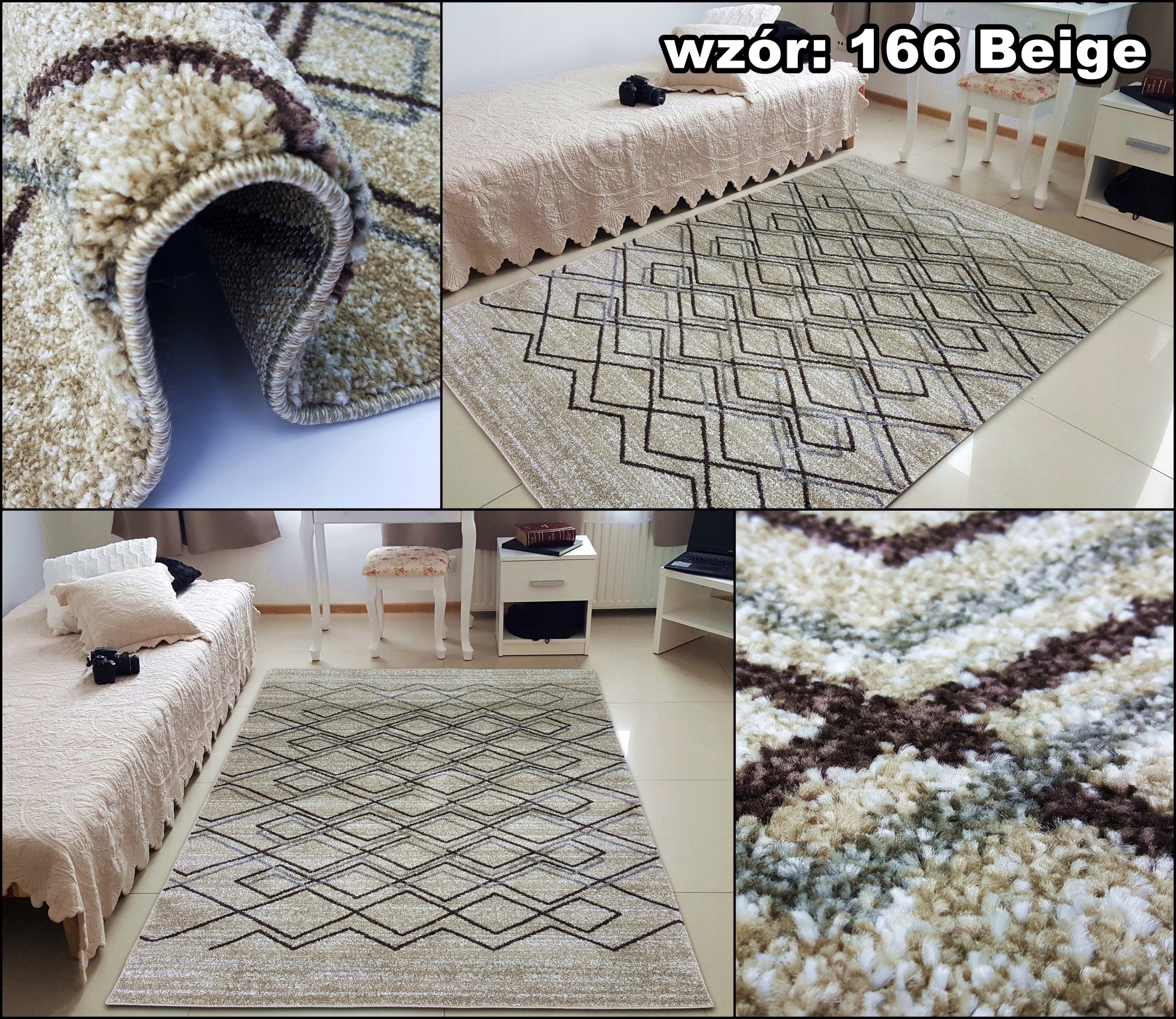 Carpet 160x220 Rio Friz Thick Real Woven Turkish Peaceful Beige Grey MIX Color multicolor
