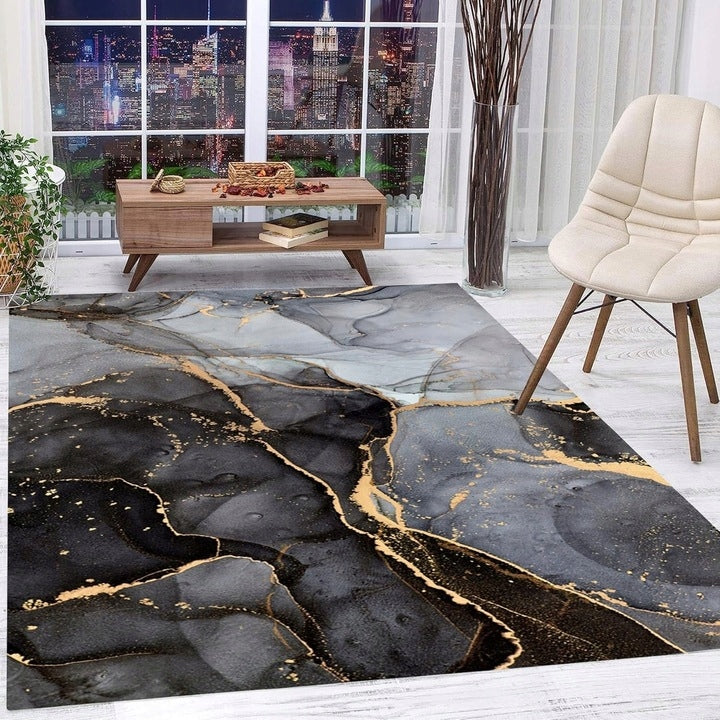 Carpet 180x250 for Living Room 3D Effect Modern Designs Grey Gold Marble Brand no brand