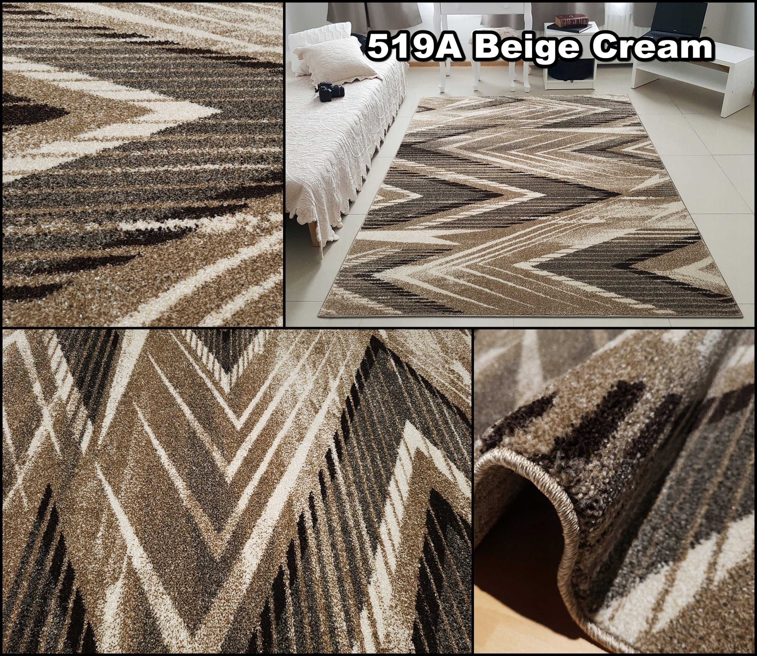 Carpet 200x290 RIO Turkish Friz Densely Woven ~200x300 Room Beige Grey MIX Kind with short hair