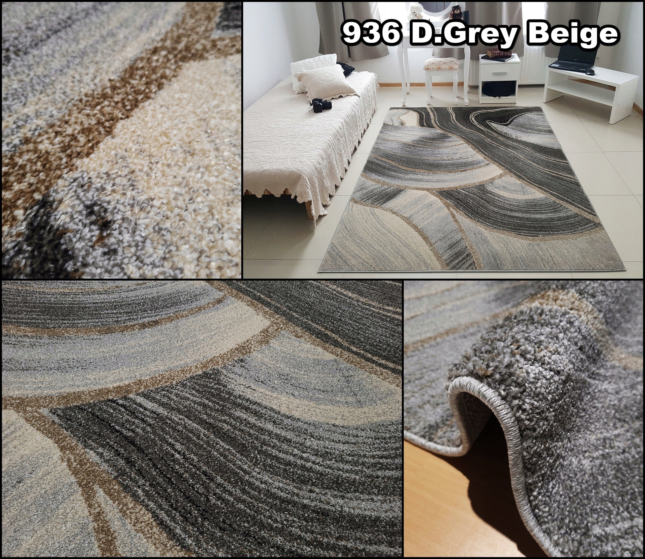 Carpet 200x290 RIO Turkish Friz Densely Woven ~200x300 Room Beige Grey MIX Product width 200 cm