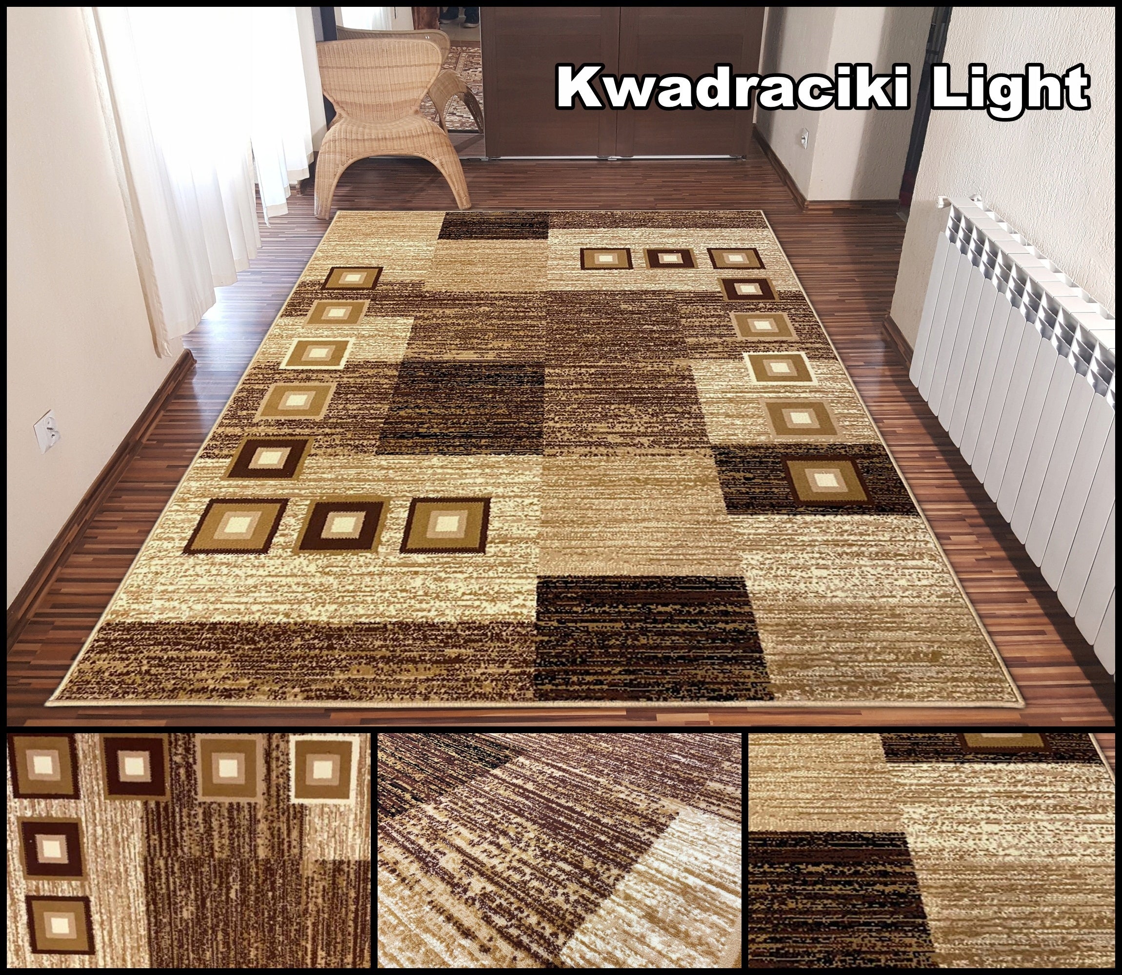 Carpet 200x400 Thickly Woven 2x4 Alpha Shiraz Bcf Belgium Brown Beige HQ MixPatterns Thickness 10 mm