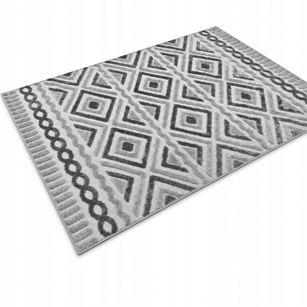 Carpet 80x150 BOHO BERBER FOR LIVING ROOM BEDROOM GREY FASHIONABLE TWO-LEVEL Packaging status original