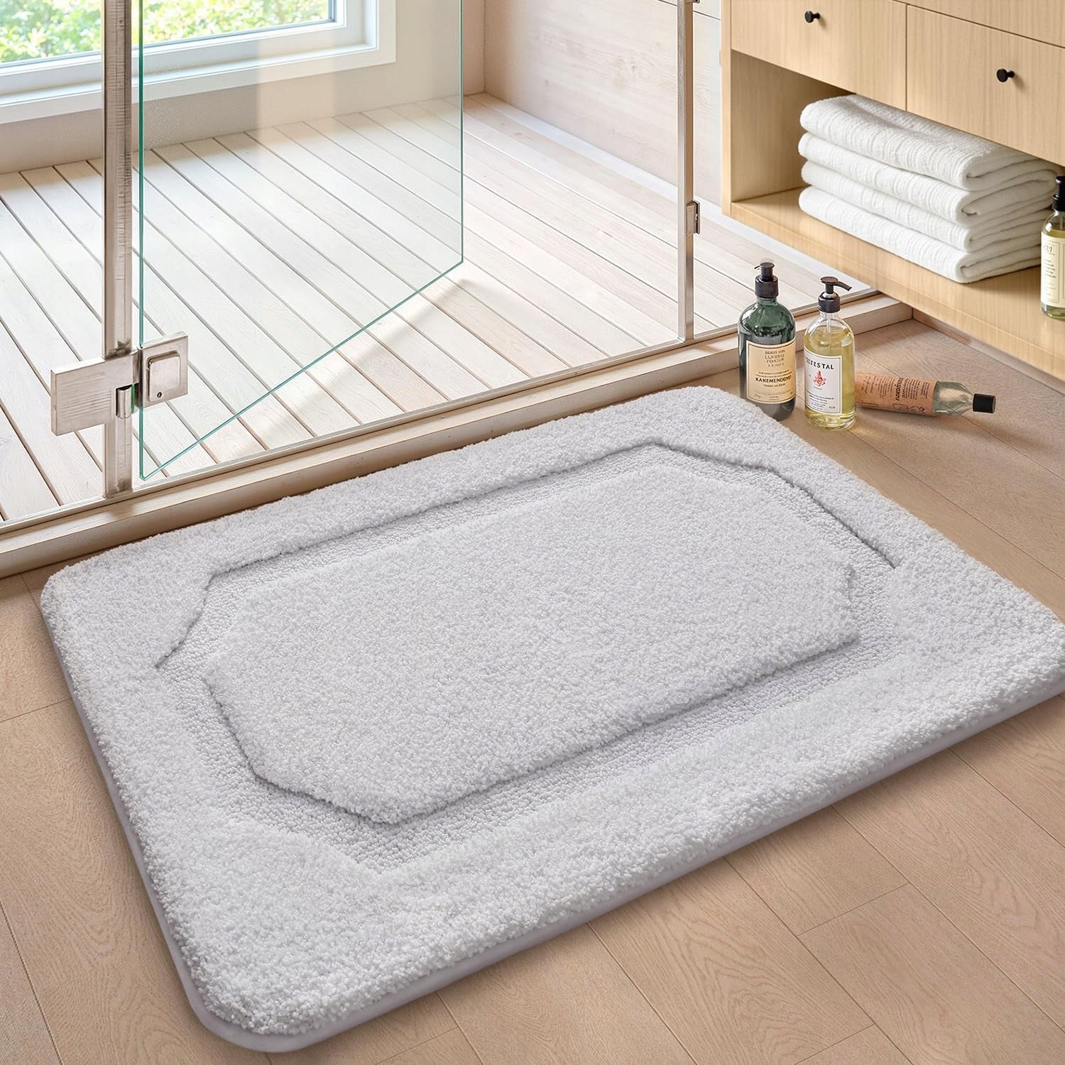 Carpet Anti-slip Bathroom Rug Large Absorbent Mat 61x152 cm White Kind no cutouts