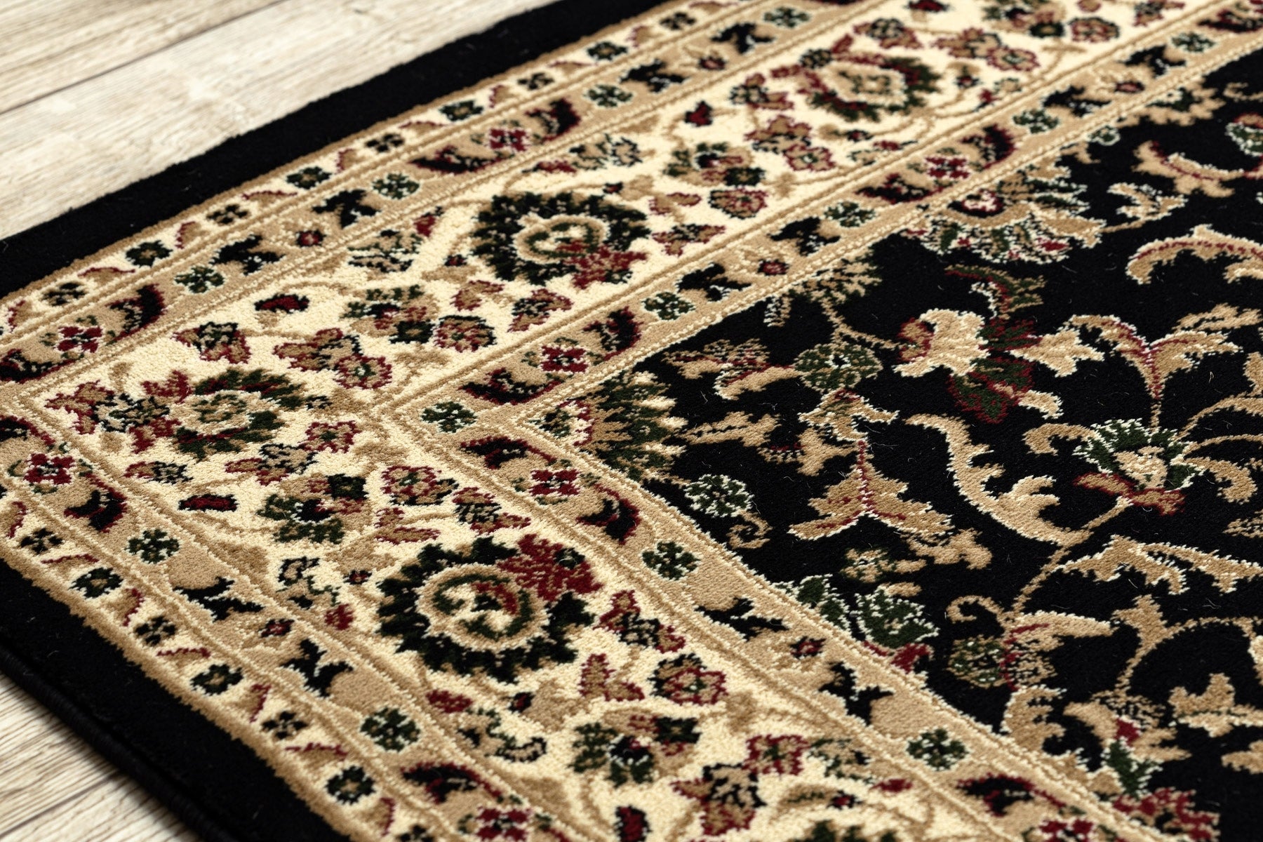 Carpet CLASSIC TRADITIONAL MEADOW FRAME FLOWERS ROYAL black 250x350 cm Kind with short hair