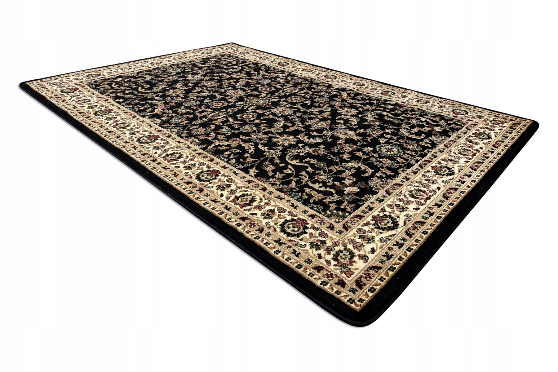 Carpet CLASSIC TRADITIONAL MEADOW FRAME FLOWERS ROYAL black 250x350 cm Thickness 15 mm