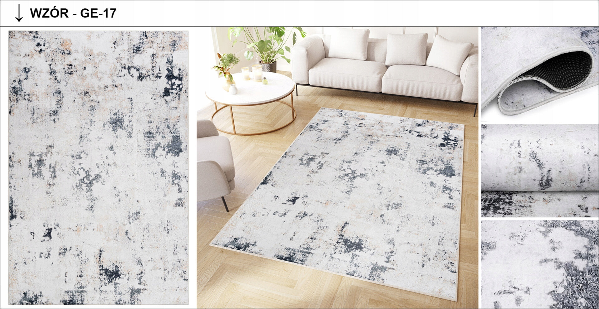 Carpet DOVE 160x230 Modern Fashionable Elegant Anti-slip Printed Manufacturer code Dywan DOVE Drukowany Antypoślizgowy