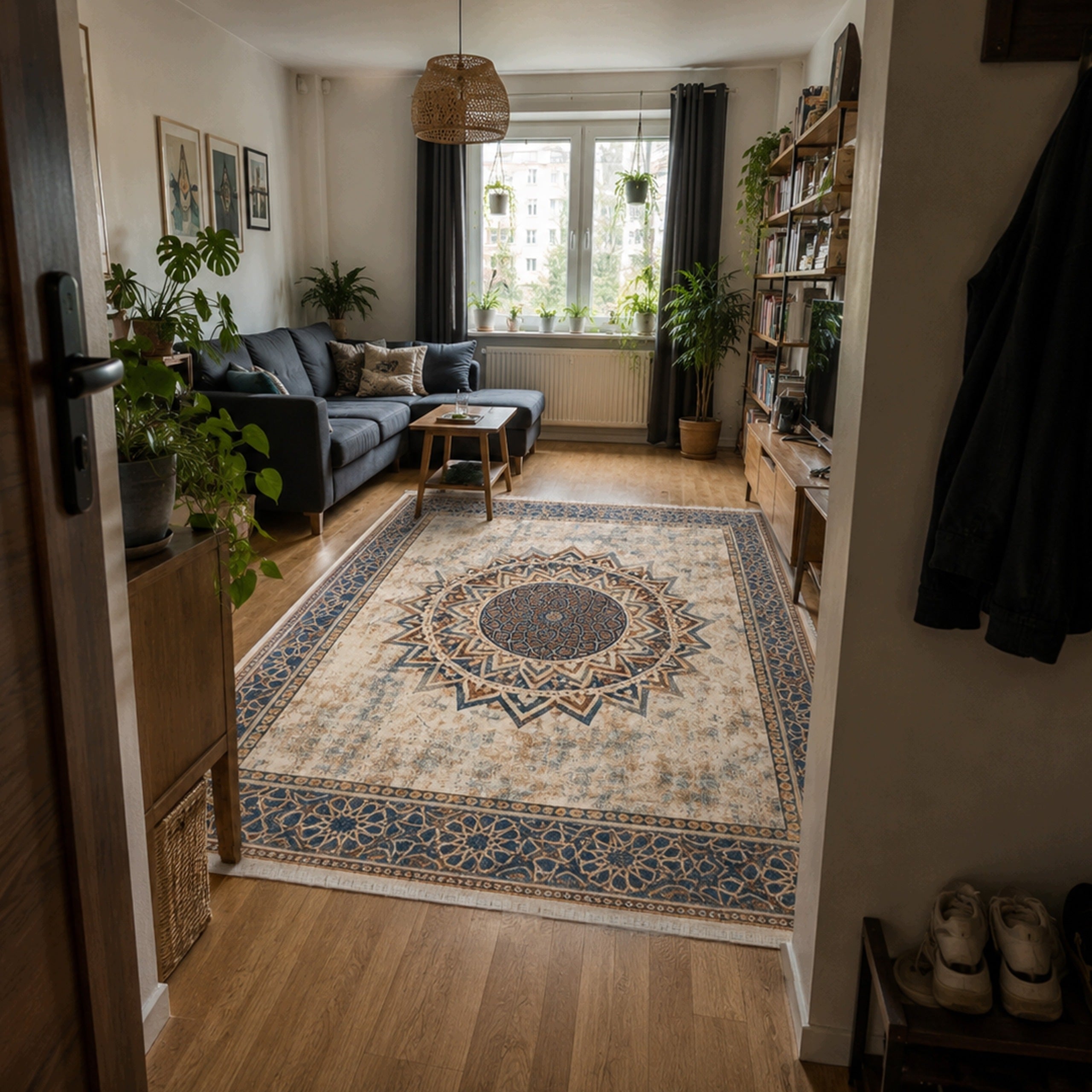 Carpet Mandala for living room 160x220 oriental NOVO non-slip soft Brand Strado