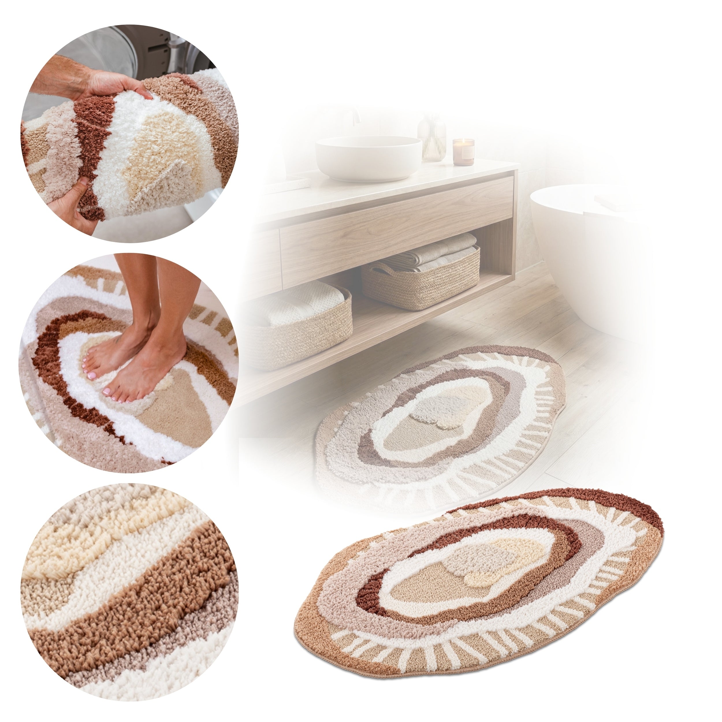 Carpet Modern 3D 60x100cm Soft Fluffy Anti-slip Abstract Beige
