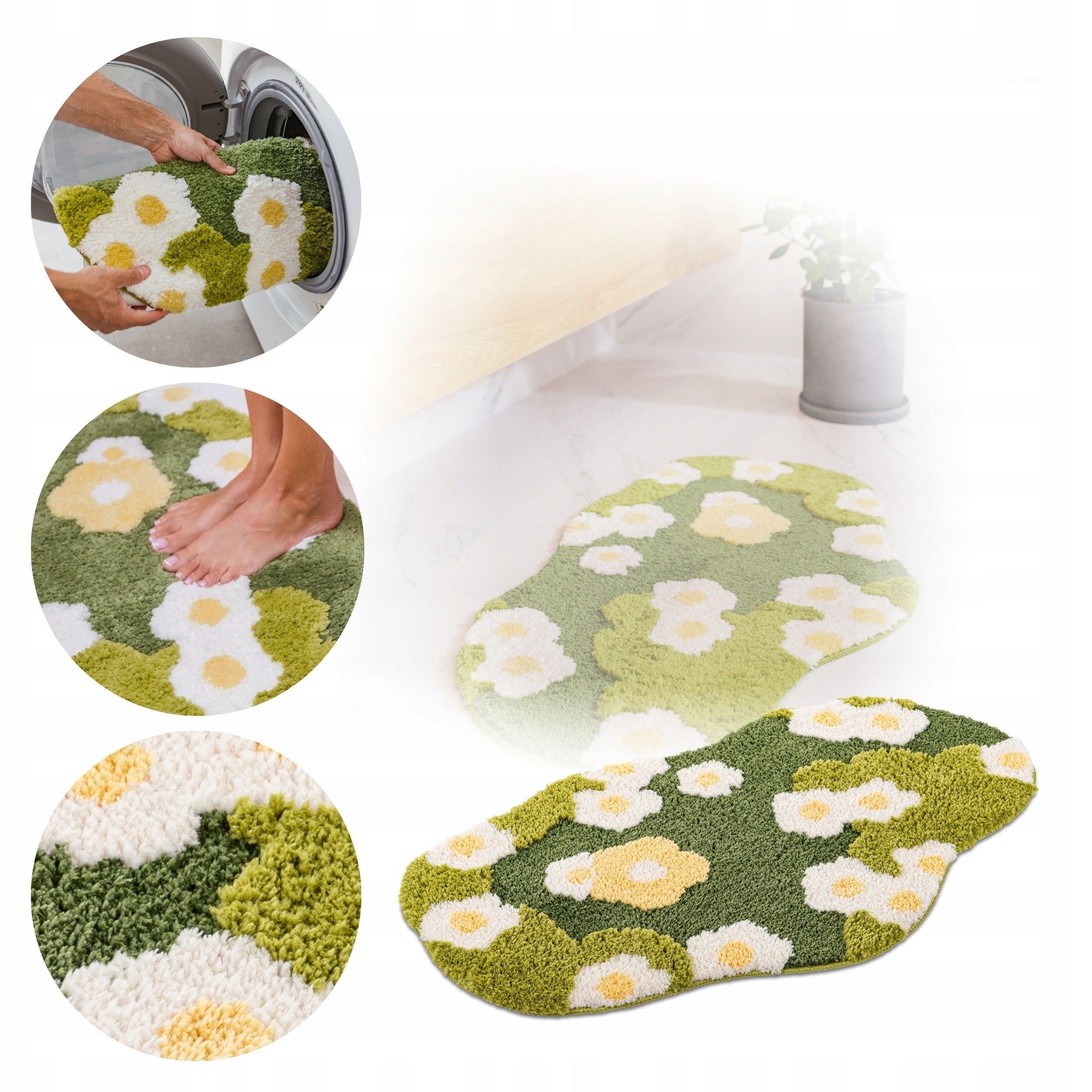 Carpet Modern 3D 60x100cm Soft Fluffy Anti-slip Meadow Green