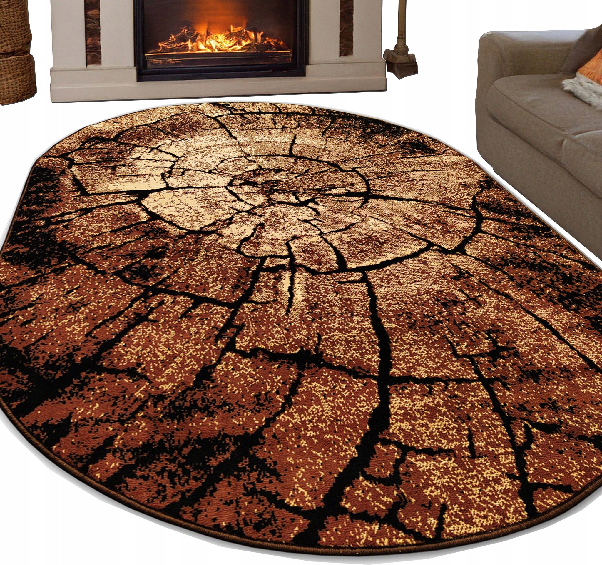 Carpet OVAL woven Alfa 200x300 cm modern Belgian for bedroom living room