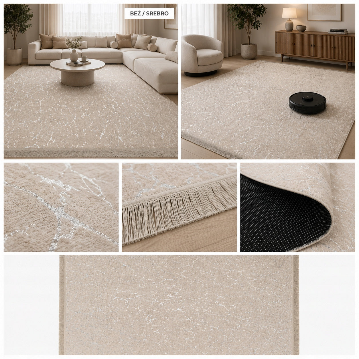 Carpet PARYS 80x140 Modern Marble Glamour Silver Anti-slip Living Room Manufacturer code PARYS 80x140