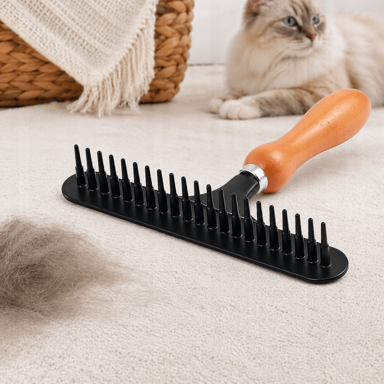 Carpet Rake Hair Removal Cat Dog Comb Handle