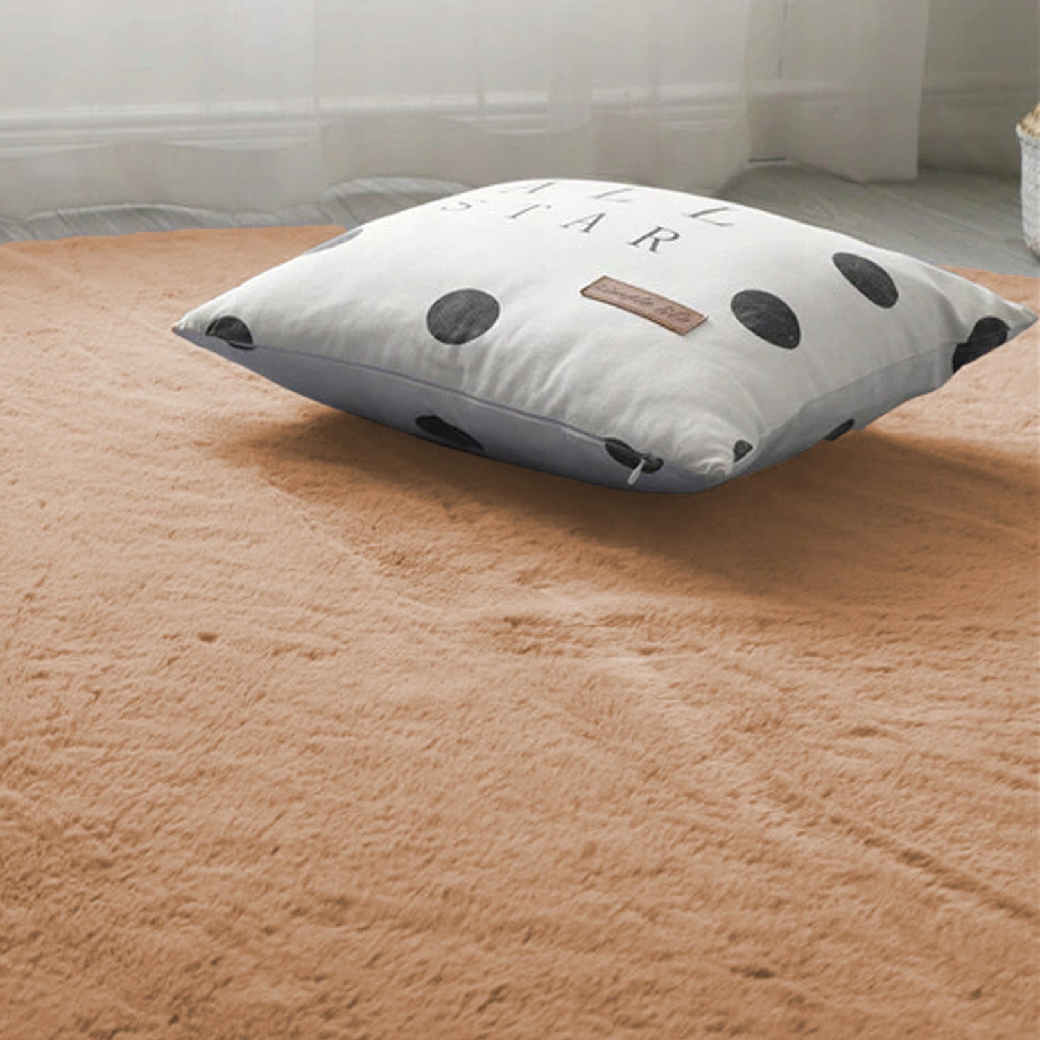 Carpet Round Rabbit rabbit fur non-slip fluffy 120x120 Product width 120 cm