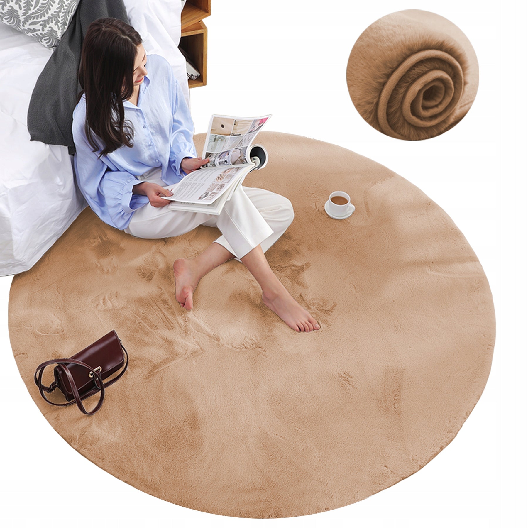 Carpet Round Rabbit rabbit fur non-slip fluffy 120x120