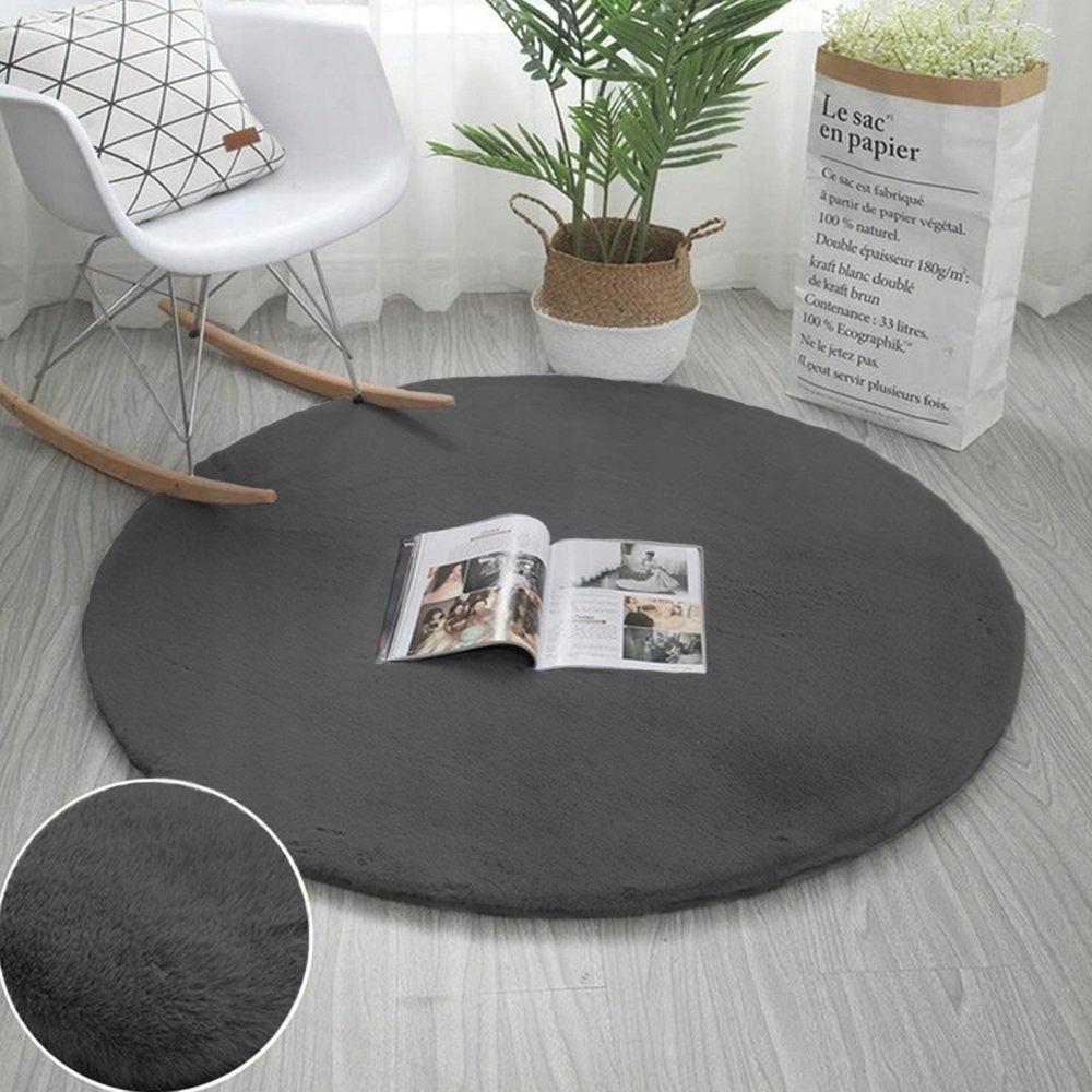 Carpet Round Rabbit rabbit fur non-slip fluffy 200x200 Thickness 20 mm