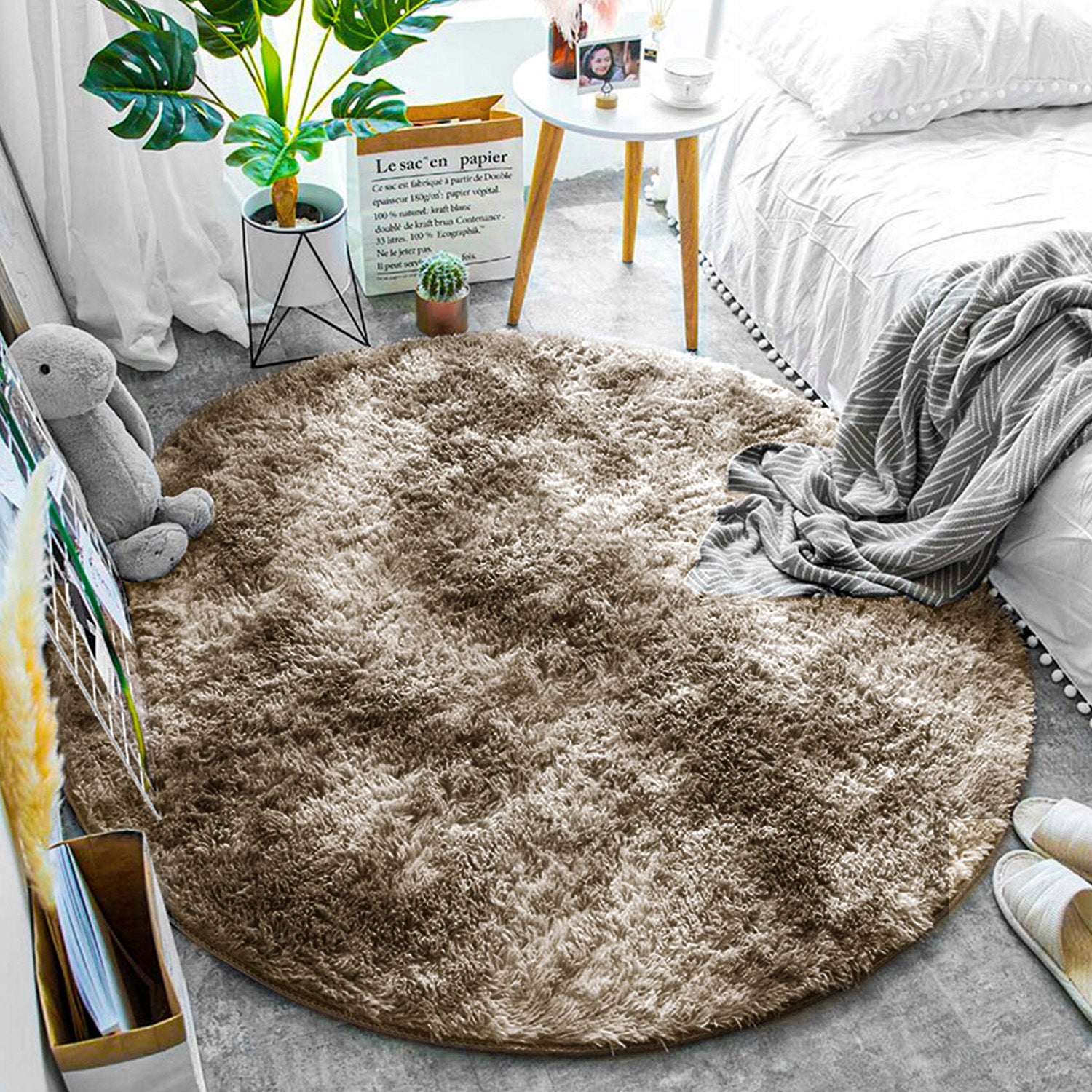 Carpet Round Shaggy Ombre non-slip modern living room 160x160 Brand Strado