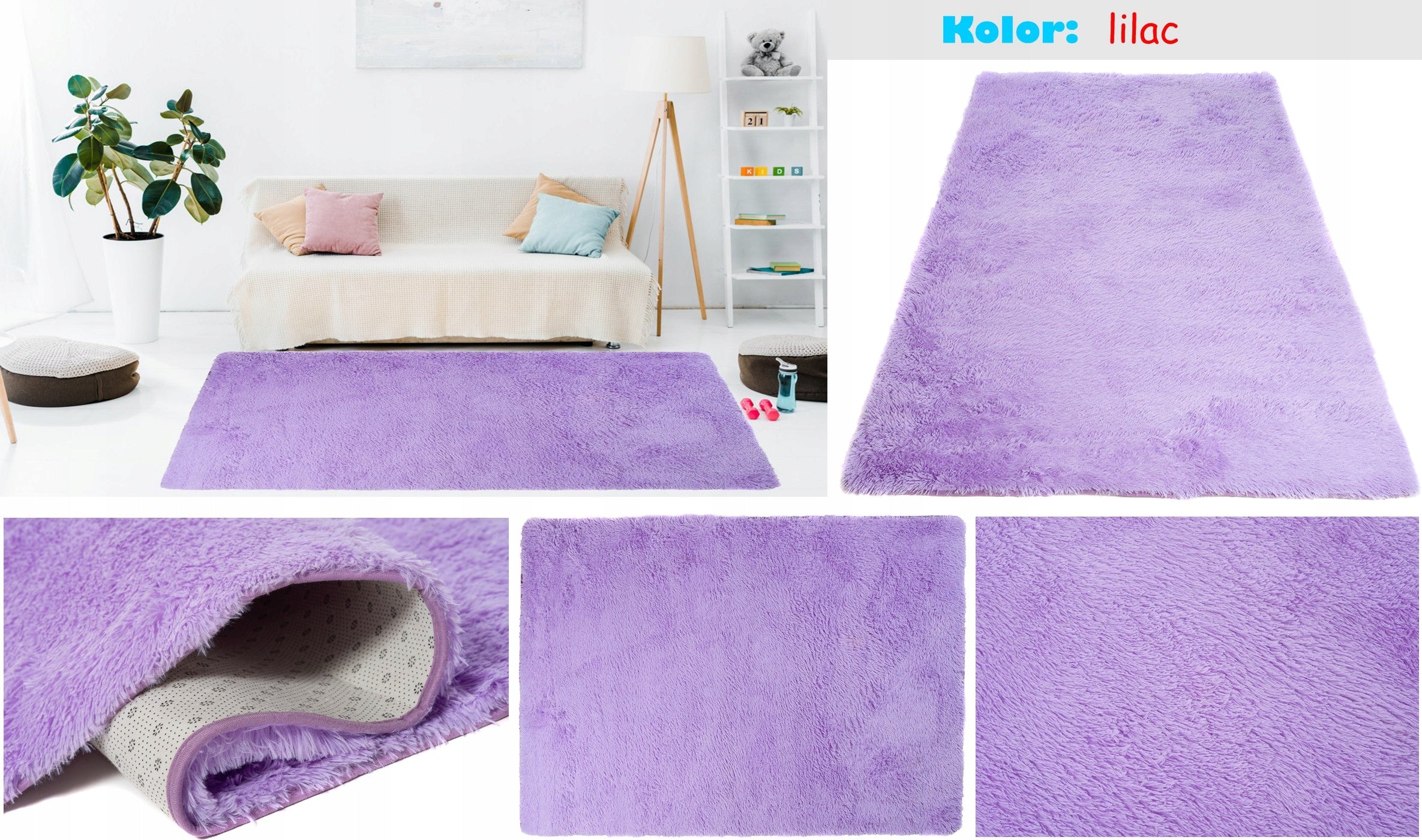 Carpet SILK 200x300 Shaggy Plush Soft Hairy Color multicolor