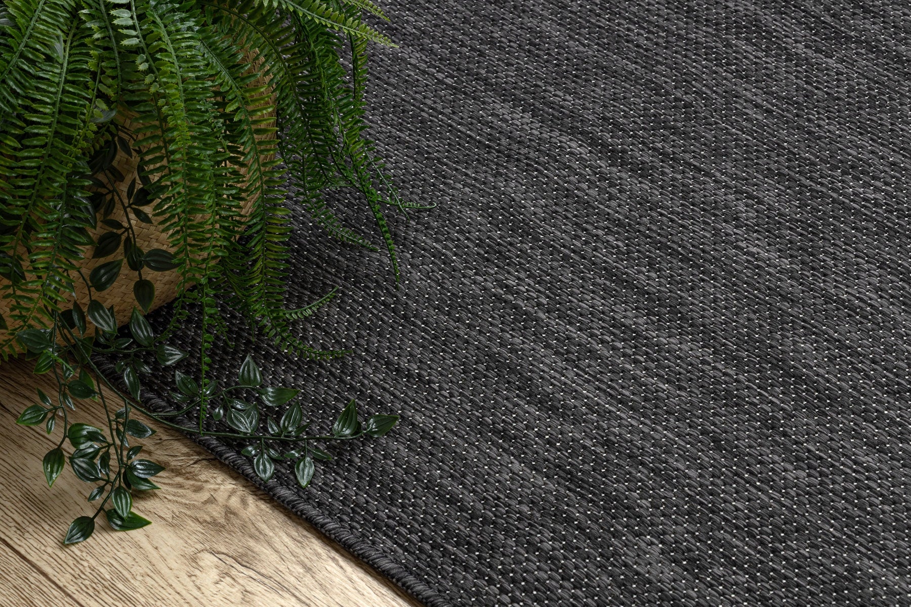 Carpet STRING SION flat weaving black TERRACE WITHOUT PATTERN 140x190 cm Kind flat weave