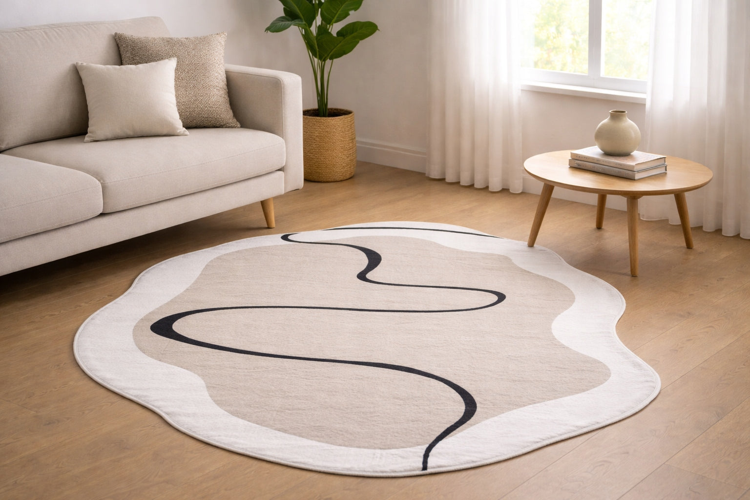Carpet WISP 140x200 Irregular Shape Nice Light Thin Fashionable Cashmere Manufacturer code HJ-BBK12 BEIGE modern soft art deco pluszowy