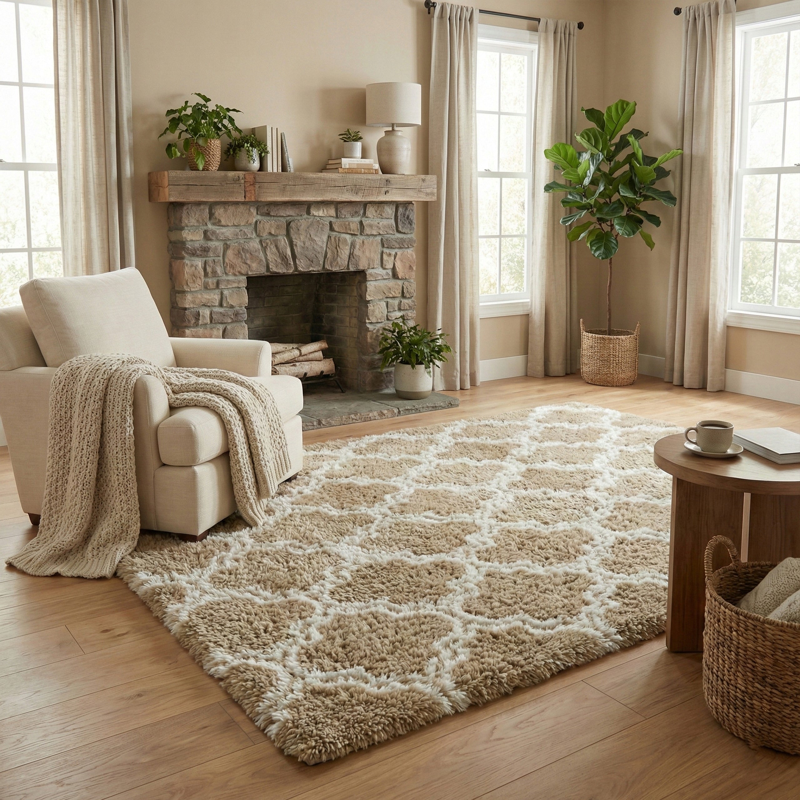 Carpet for living room shaggy DECOR non-slip soft fluffy fashionable 160x220 Thickness 35 mm