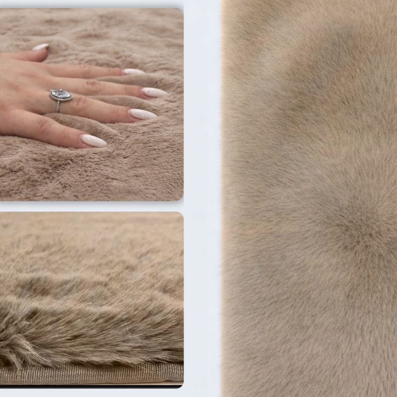 Carpet plush rabbit 50x80cm, rabbit fur beige, caramel