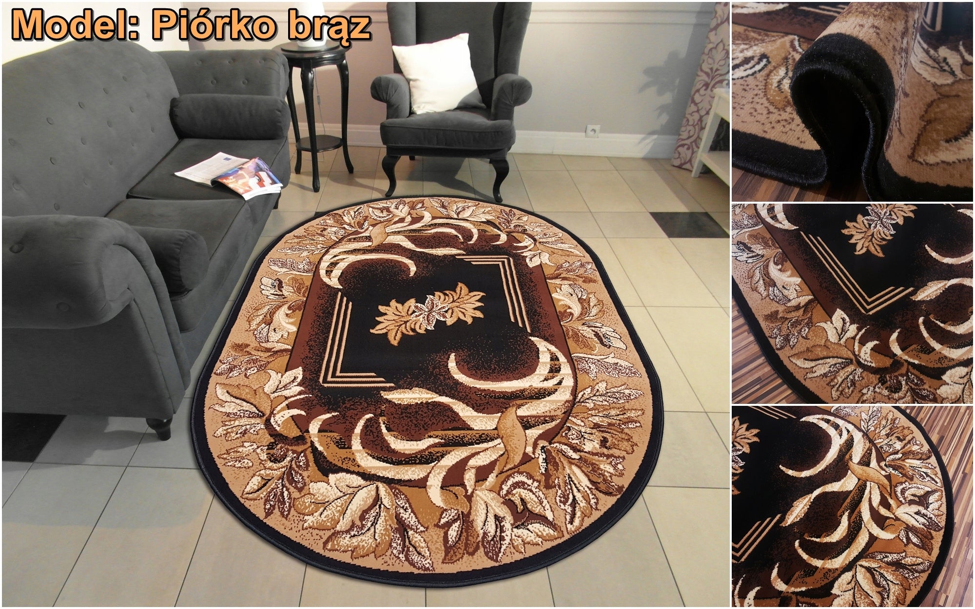 Carpet with pile 150x210 Oval Belgian with pile - Classic and Modern Color multicolor