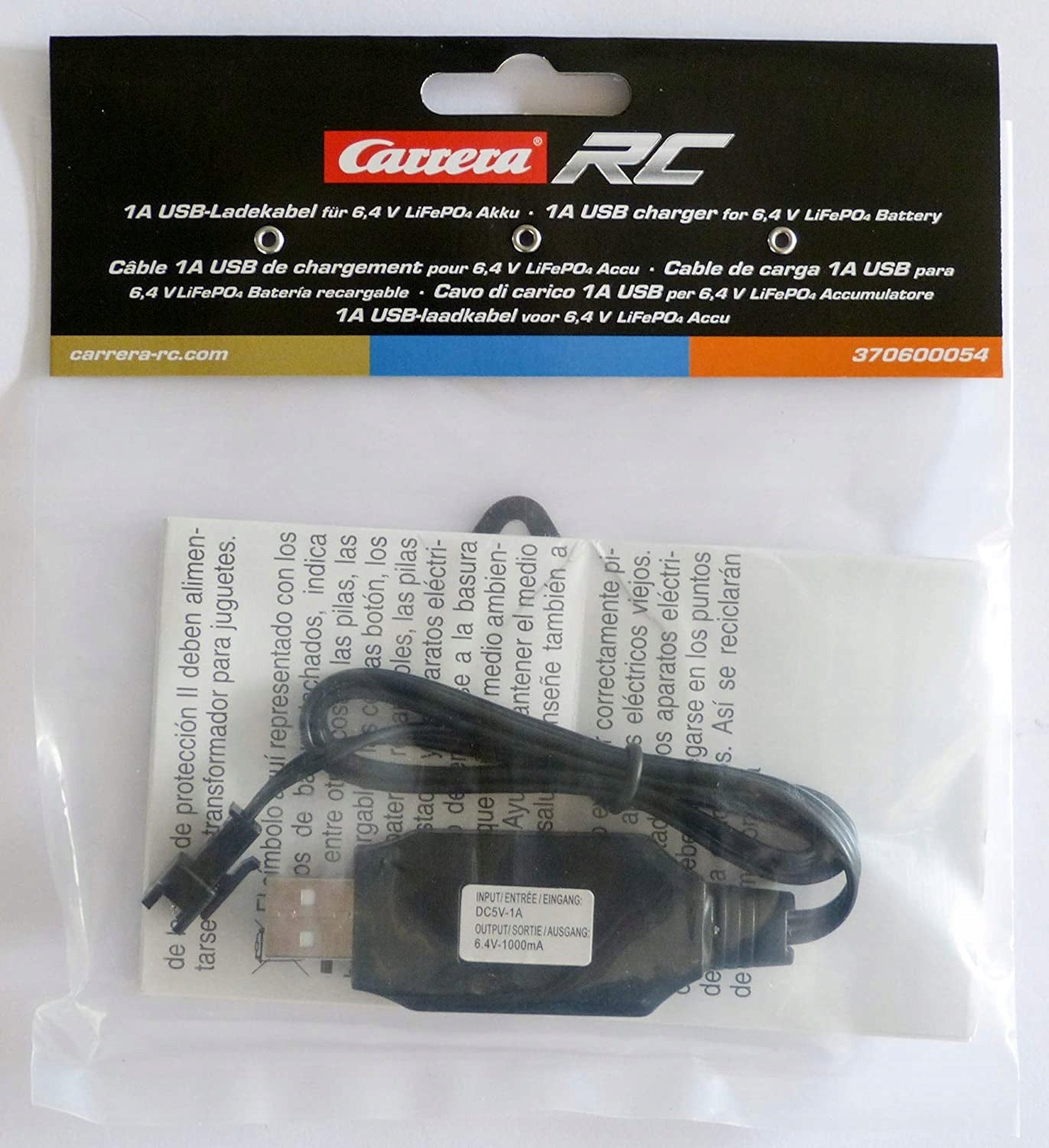 Carrera RC DC5V-1A USB Cable 6,4V 1000mA 370600054 Charger 1A Brand Carrera