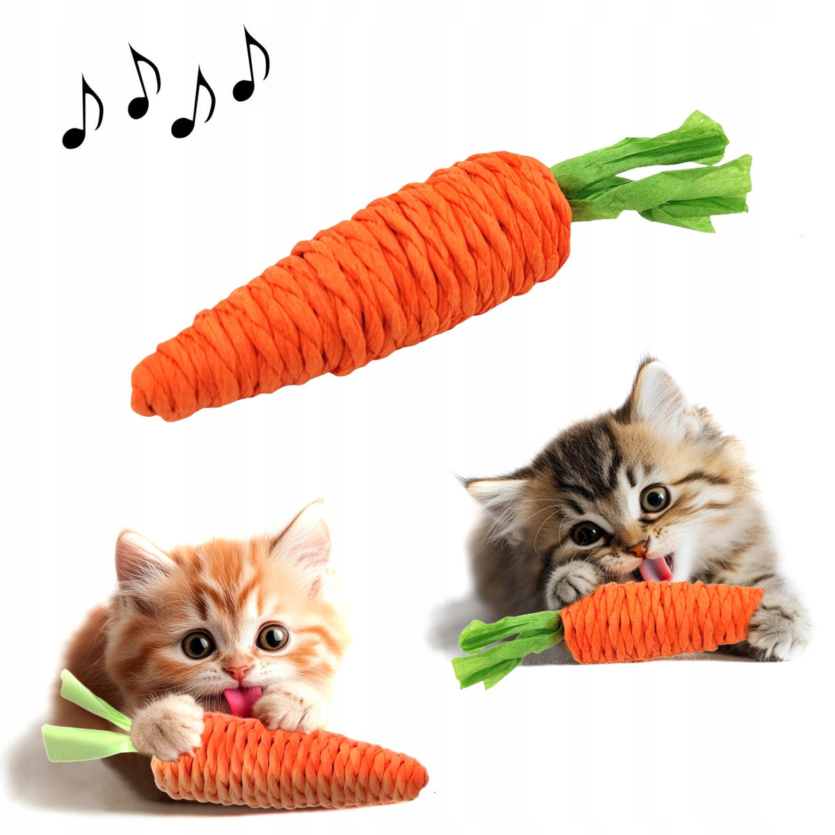 Carrot with Ratchet Cat Toy Teether 13cm