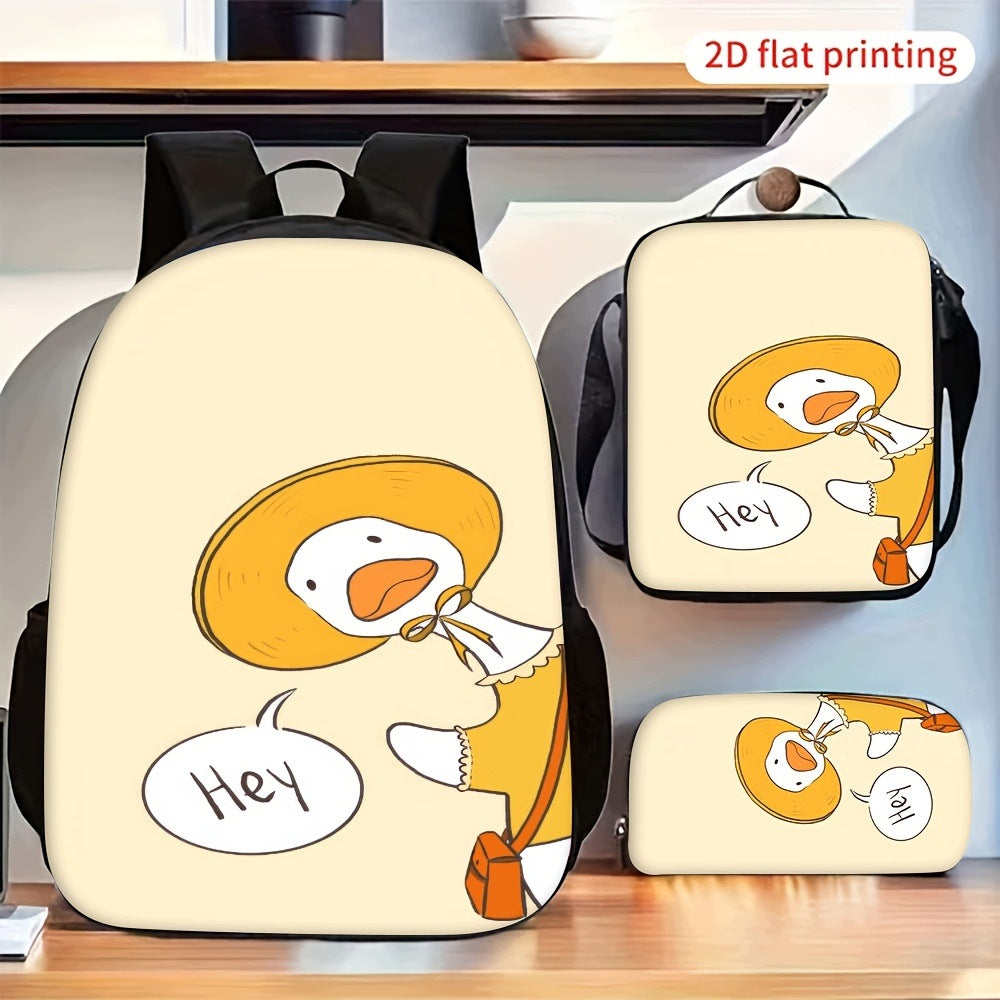 Cartoon Duck 3-Piece Backpack Set
