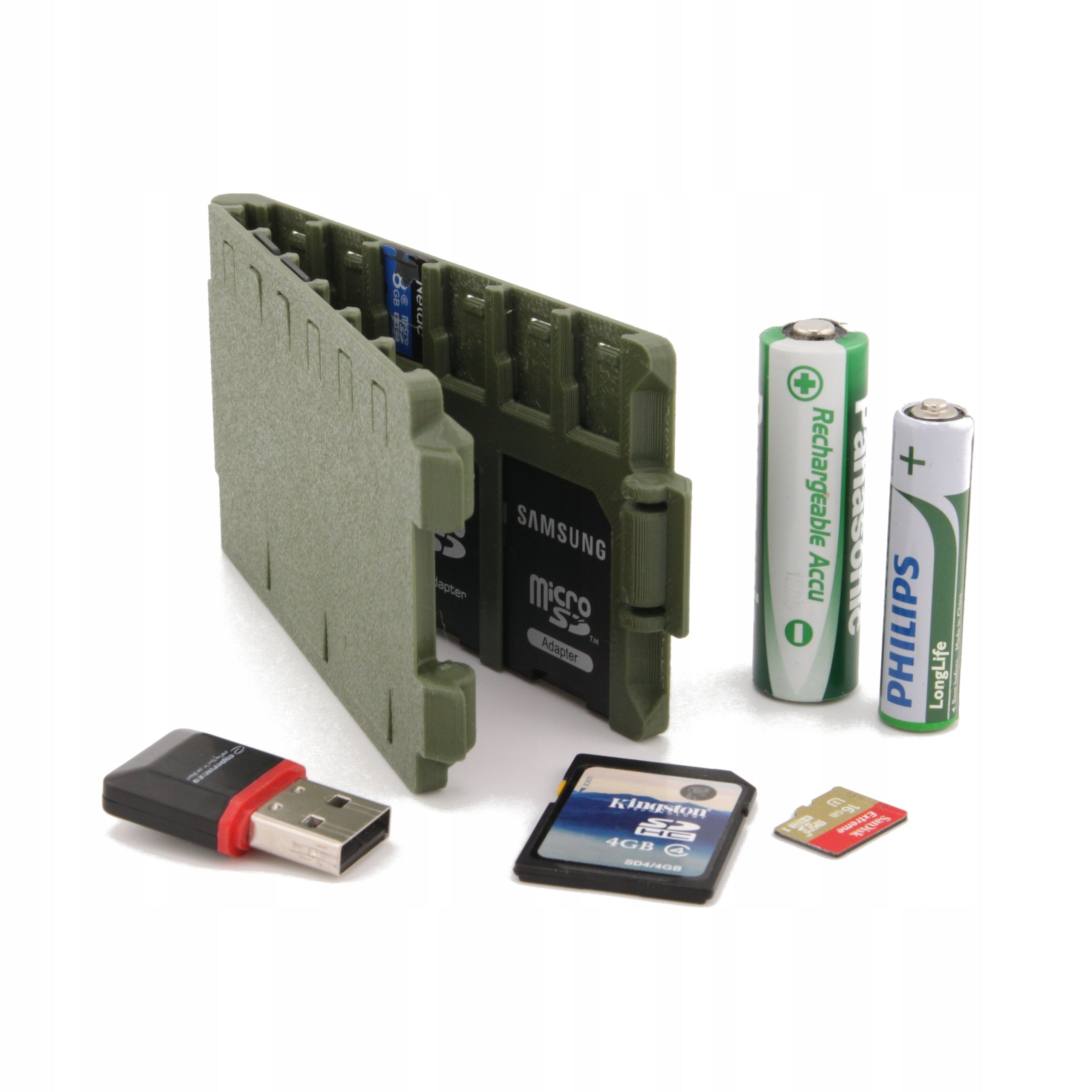 Case case SD memory card organizer x6 + microSD x12 green EAN (GTIN) 5907187103744