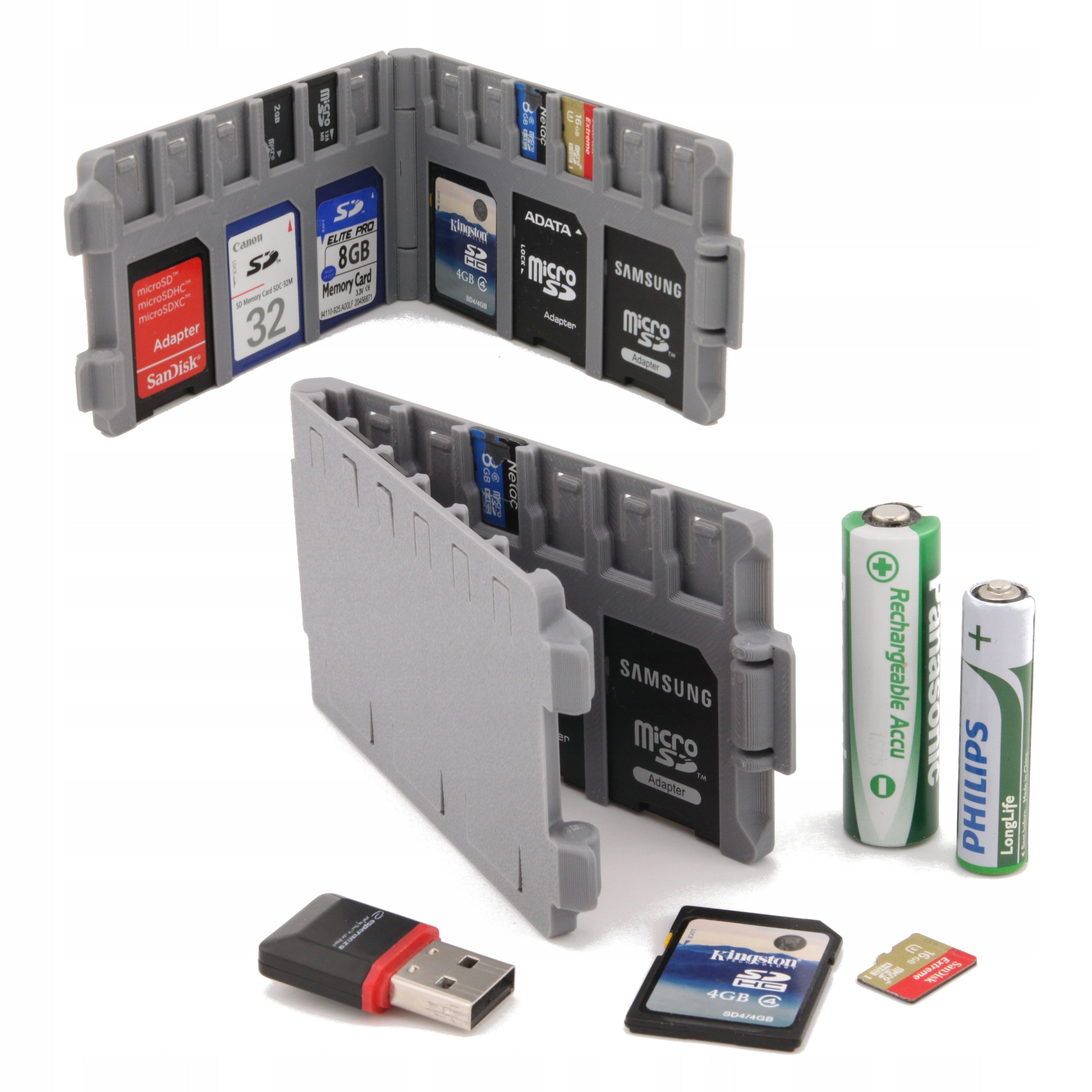 Case case SD memory card organizer x6 + microSD x12 grey