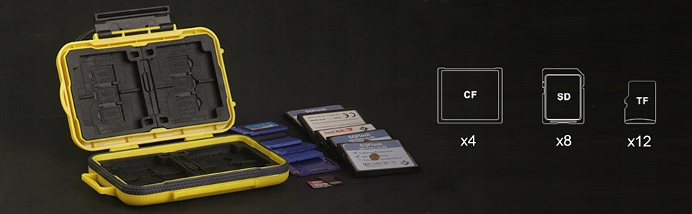 Case for 24 Memory Cards Waterproof Shockproof Yellow Manufacturer no brand