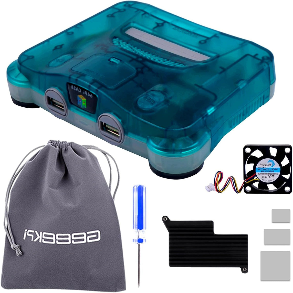 Case for Raspberry Pi 5, Transparent Blue, with Power and Reset Buttons, SD Card Access