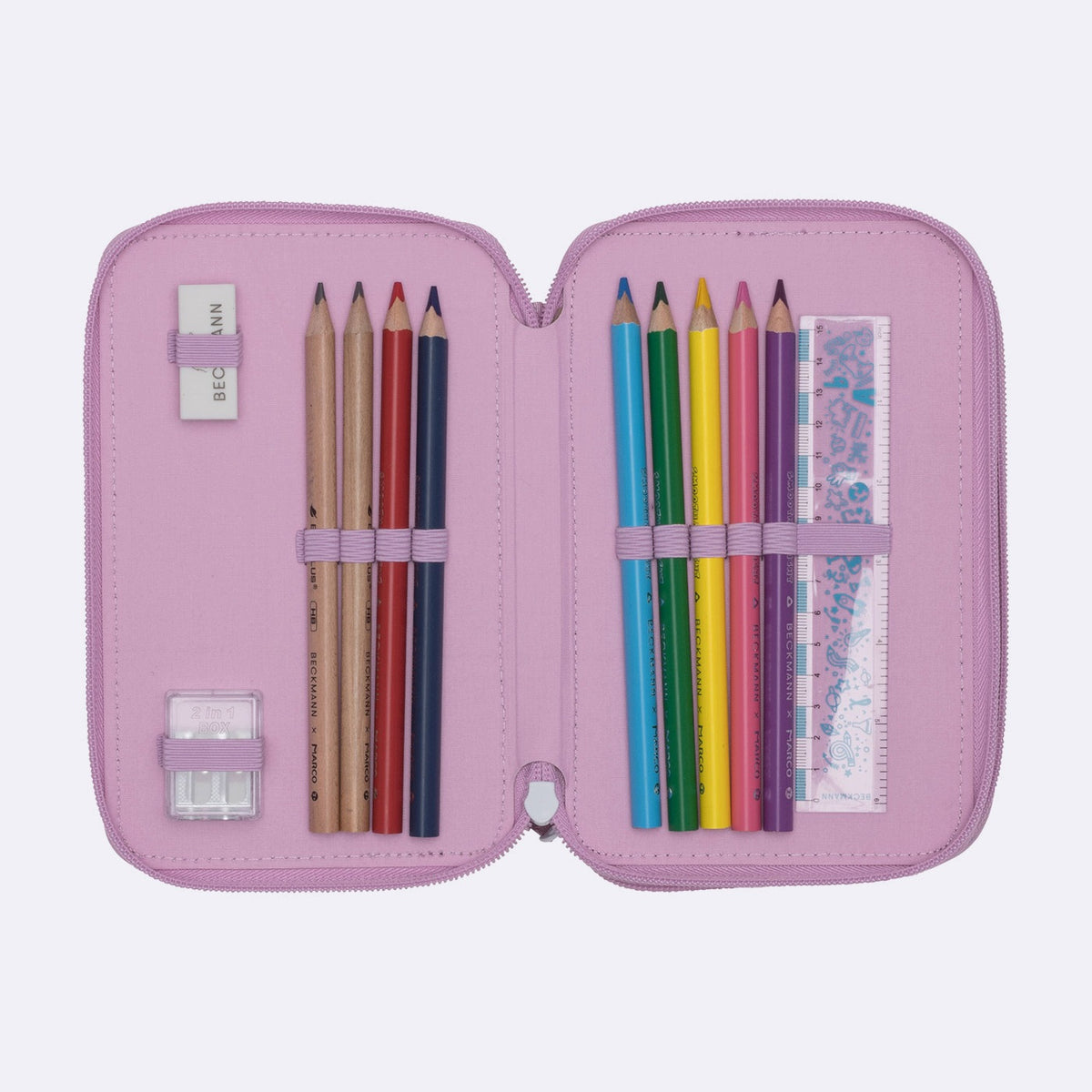 Case with three sections fully equipped, red Color multicolor