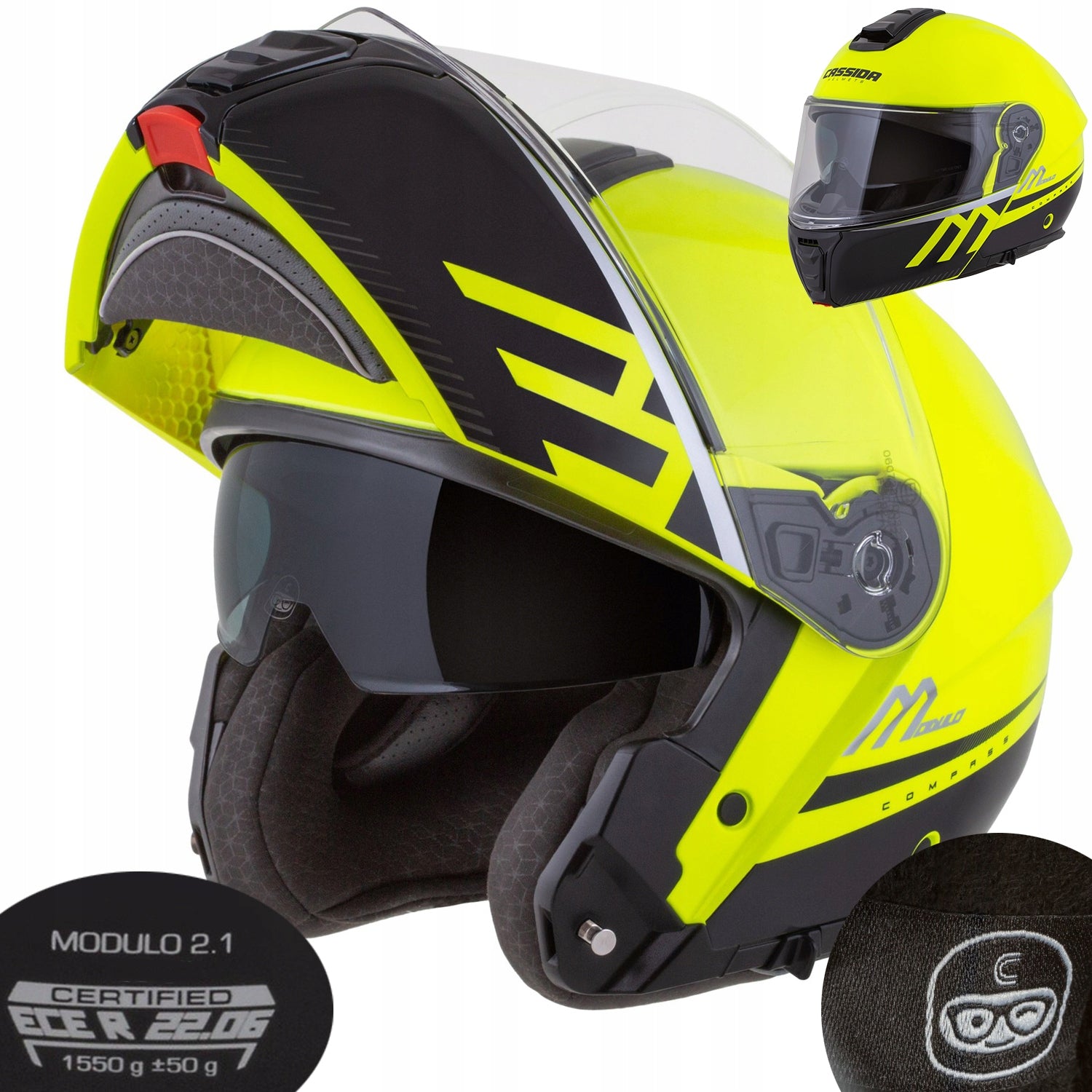 Cassida Compass 2 motorcycle helmet fiberglass under intercom glasses XS