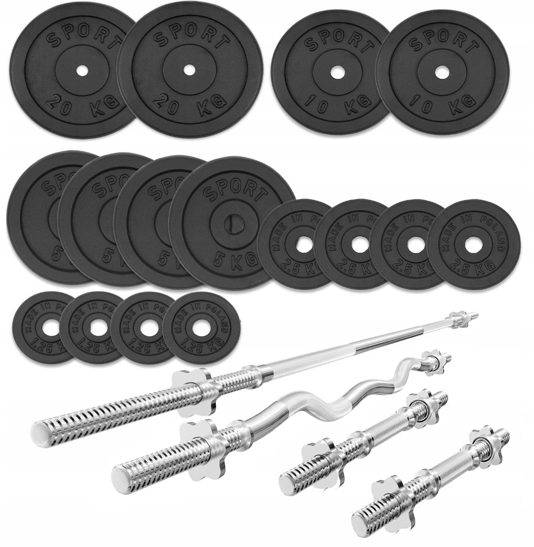 Cast Iron Bodybuilding Set 114kg Weight Barbell With GRIFFIN Gym
