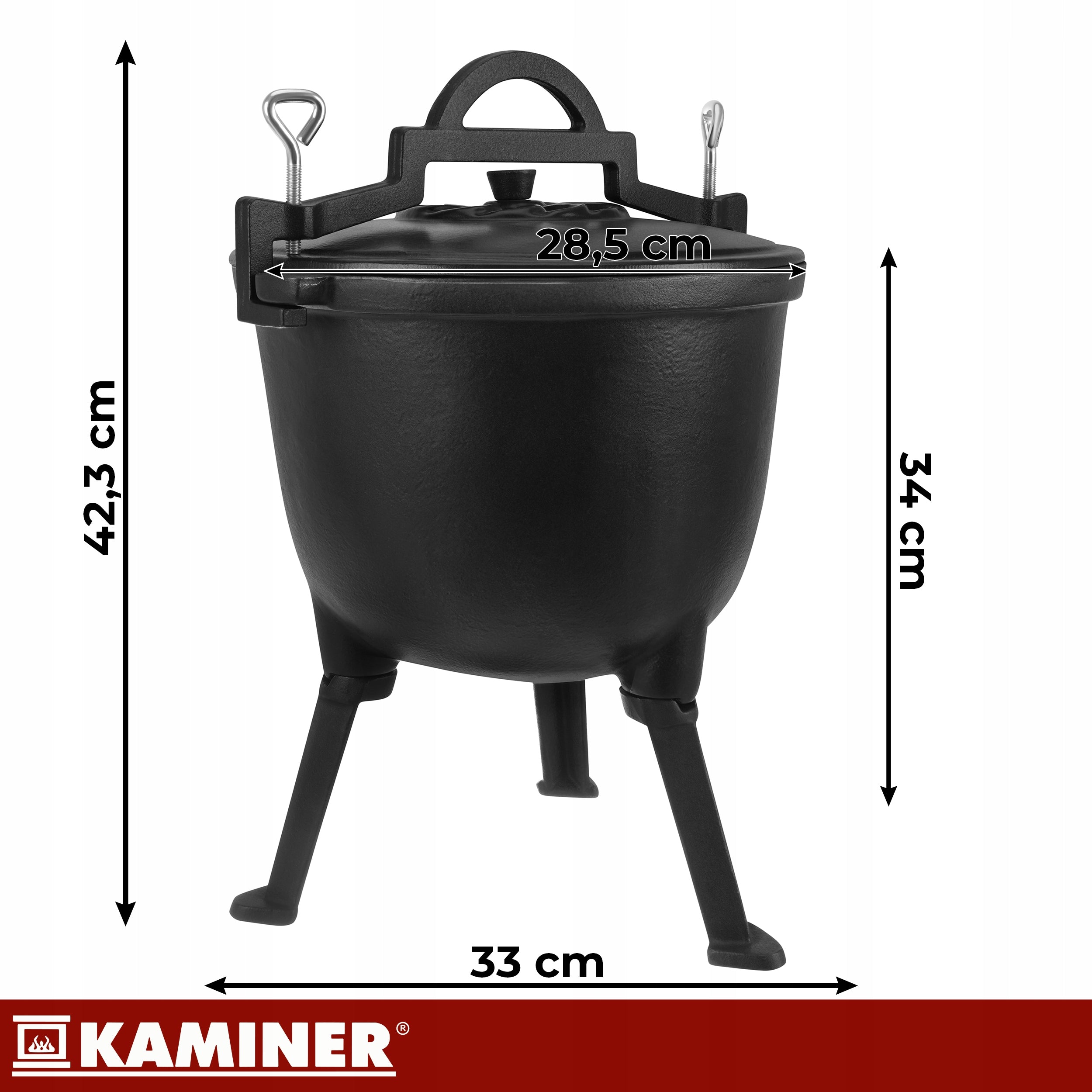 Cast Iron Boiler Hunting Pot Hungarian Fire Pit Enameled 8L Kind standing