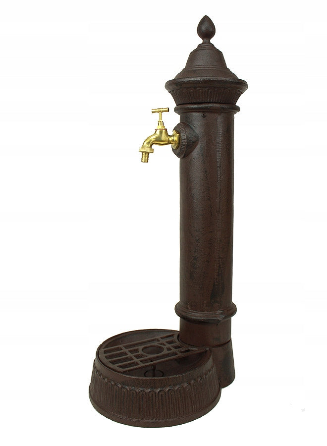 Cast Iron Brown Pillar Hydrant Water Drink Garden Water Intake with Faucet